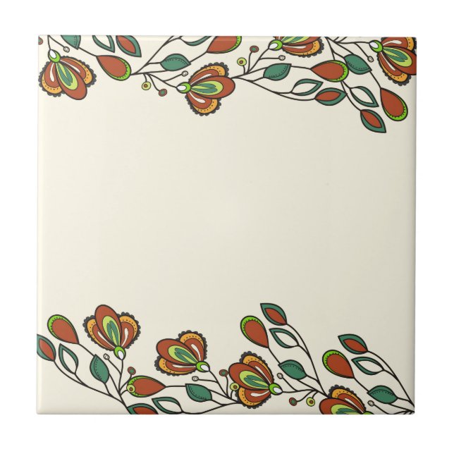 Azulejo De Cerâmica padrão sem fim com flores (Frente)