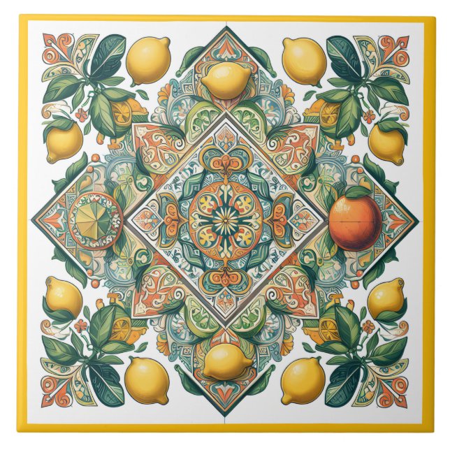 Azulejo De Cerâmica Padrão siciliano (Frente)
