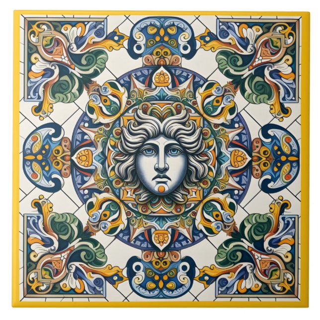 Azulejo De Cerâmica Padrão siciliano (Frente)