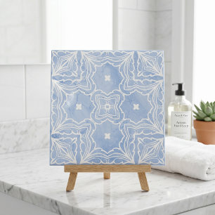 Azulejo De Cerâmica Padrão Simétrico Branco Azul com Olho Marble