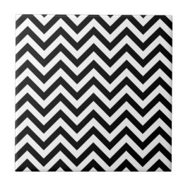 Azulejo De Cerâmica Padrão Simples de Chevron Preto Branco