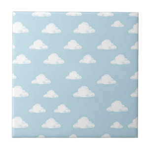 Azulejo De Cerâmica Padrão Simples de Nuvens Fofas no Céu para Berçári