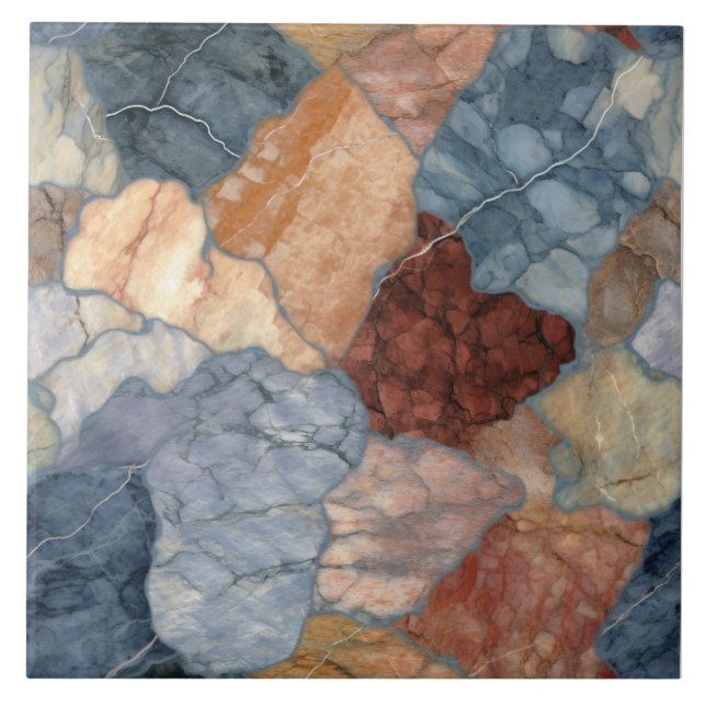 Azulejo De Cerâmica Padrão Terrestre do Marble do Tom (Frente)