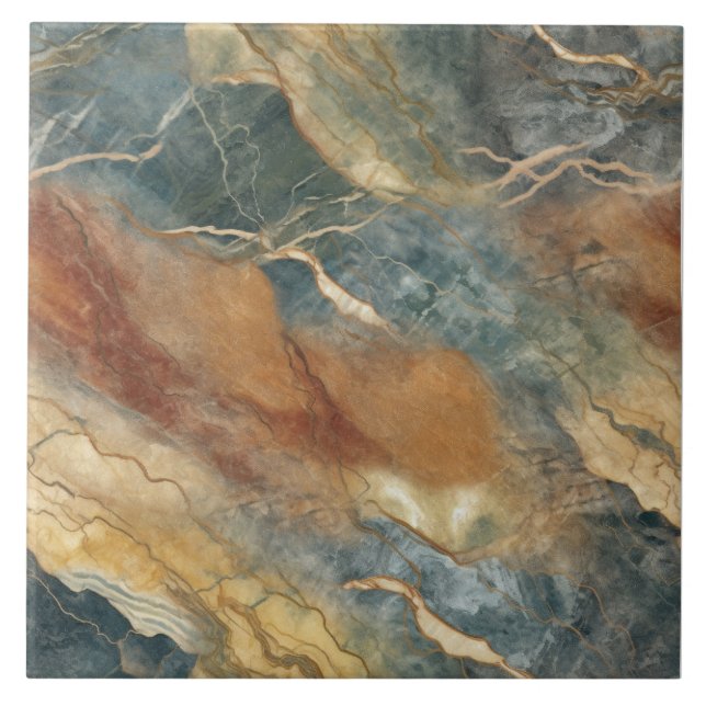 Azulejo De Cerâmica Padrão Terrestre do Marble do Tom (Frente)