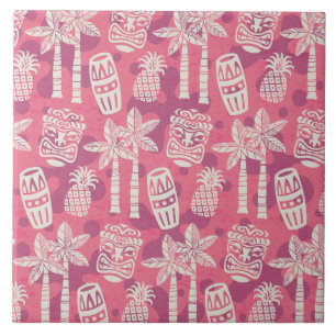 Azulejo De Cerâmica Padrão Tiki Moderno de Meados do Século Retro