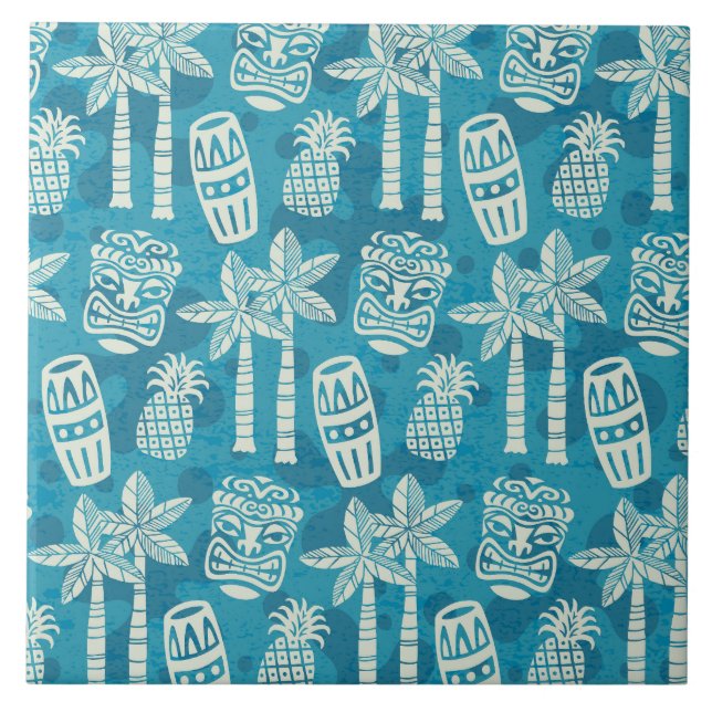Azulejo De Cerâmica Padrão Tiki Moderno do Meio século Retroativo (Frente)