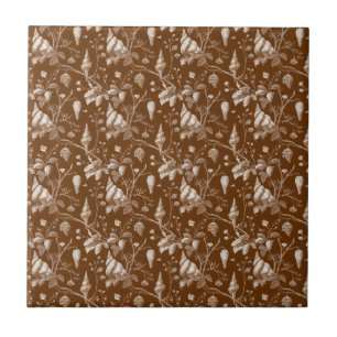 Azulejo De Cerâmica Padrão Toile Costeiro de Conchas Antigas