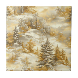 Azulejo De Cerâmica Padrão Toile de Jouy Floresta de Inverno (1)