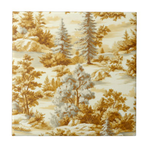 Azulejo De Cerâmica Padrão Toile de Jouy Floresta de Inverno (10)