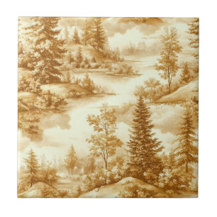 Azulejo De Cerâmica Padrão Toile de Jouy Floresta de Inverno (12)