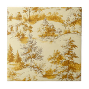 Azulejo De Cerâmica Padrão Toile de Jouy Floresta de Inverno (3)