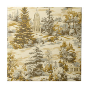 Azulejo De Cerâmica Padrão Toile de Jouy Floresta de Inverno (4)