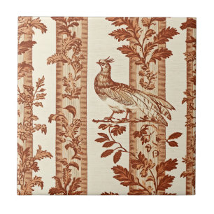 Azulejo De Cerâmica Padrão Toile de Listra Floral da Galinha do Patrim