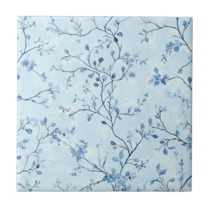 Azulejo De Cerâmica Padrão Toile Floral Vintage Azul (7)