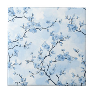Azulejo De Cerâmica Padrão Toile Floral Vintage Azul (8)