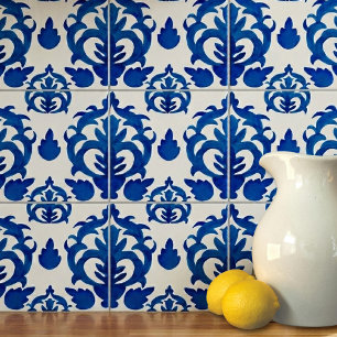 Azulejo De Cerâmica Padrão Toile Francês Azul