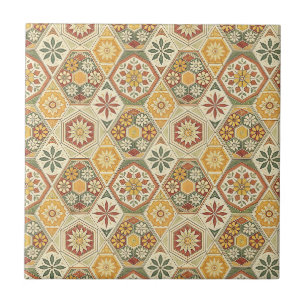 Azulejo De Cerâmica Padrão Tradicional Floral Mediterrâneo Majólica