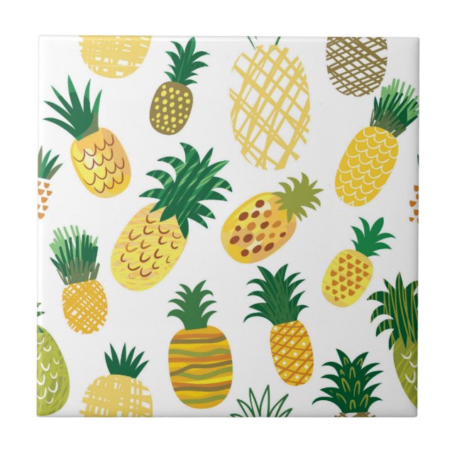 Azulejo De Cerâmica Padrão Trendy Pineapple (Frente)