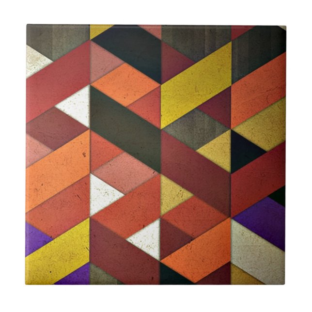Azulejo De Cerâmica Padrão Triangular Multicolorido (Frente)