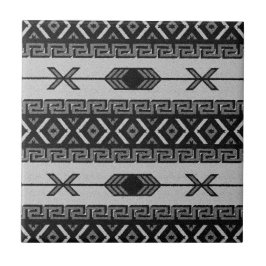 Azulejo De Cerâmica Padrão Tribal Aztec, Preto E Branco, Sudeste