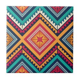 Azulejo De Cerâmica Padrão tribal colorido