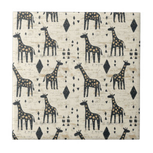Azulejo De Cerâmica Padrão Tribal Girafa Boho