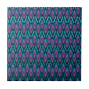 Azulejo De Cerâmica Padrão Tribal Ikat Zigzags e Diamantes