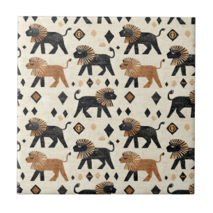 Azulejo De Cerâmica Padrão Tribal Safari Leão Boho