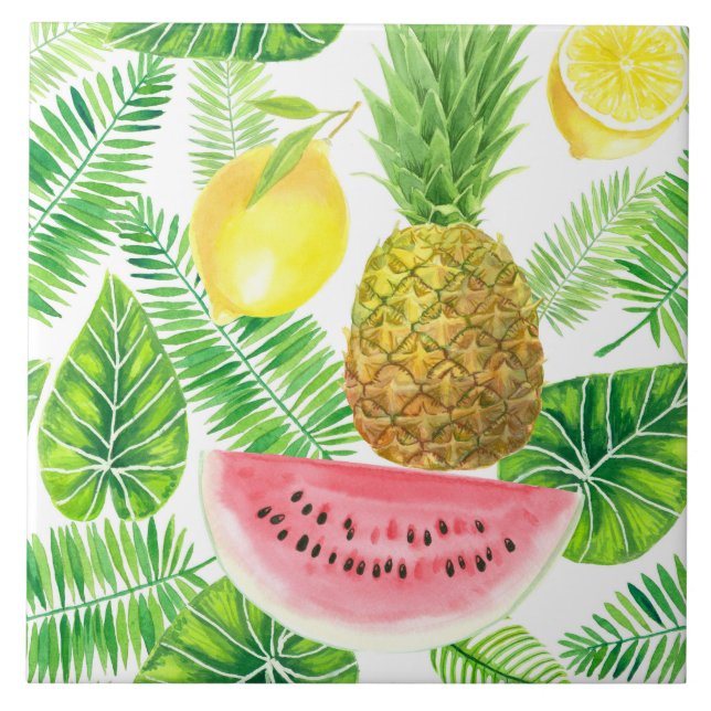 Azulejo De Cerâmica Padrão tropical (Frente)