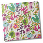 Azulejo De Cerâmica Padrão Tropical Floral Elegante<br><div class="desc">Este impressão bonito parece um impressão floral tropical vintage! Compartilhamentos de cor-de-rosa, roxo, azul, verde, amarelo, laranja, e mais todos misturados. Excelente de presentes ou produtos. Quer queiras usar este azulejo como uma pequena porta copos ou trivit para uma bebida ou prato... ou queres ficar grande com uma pancada de...</div>