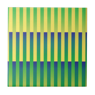 Azulejo De Cerâmica Padrão Verde Amarelo Azul Striped