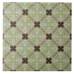 Azulejo De Cerâmica Padrão Verde, Cinza, Flor de Vintagem de Bronze
