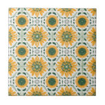Azulejo De Cerâmica Padrão verde da flor da margarida amarela retrô<br><div class="desc">Este design pode ser personalizado escolhendo a opção Editar Design. Você também pode transferir para outros itens. Entre em contato comigo em colorflowcreations@gmail.com ou use a opção de bate-papo no topo da página se você quiser ter este design em outro produto ou precisar de assistência. Veja mais designs ou siga-me...</div>