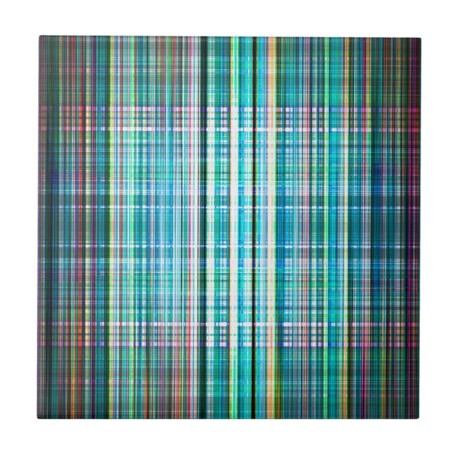 Azulejo De Cerâmica Padrão verde de faixas rugosas (Frente)