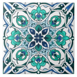 Azulejo De Cerâmica Padrão Verde Rustic Ornamentado
