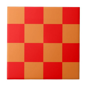 Azulejo De Cerâmica Padrão Verificado de Cor Laranja Vermelha