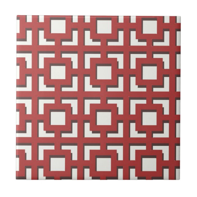 Azulejo De Cerâmica Padrão Vermelho (Frente)