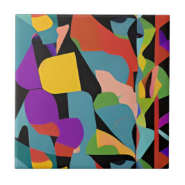 Azulejo De Cerâmica Padrão vermelho azul abstrato de arte colorida