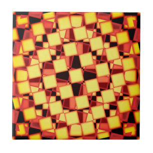 Azulejo De Cerâmica Padrão vermelho e amarelo