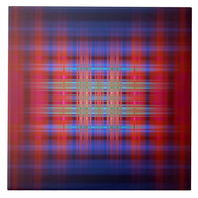 Azulejo De Cerâmica Padrão vermelho e azul (Frente)