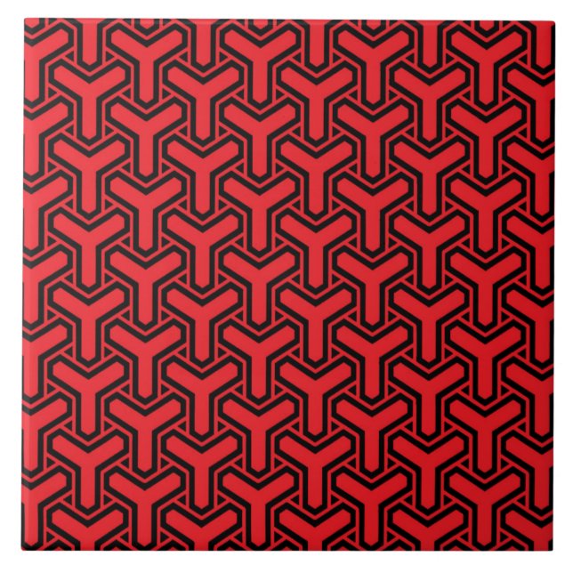 Azulejo De Cerâmica Padrão vermelho legal do Japão (Frente)