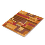 Azulejo De Cerâmica Padrão vermelho-marrom dos tons da Terra<br><div class="desc">Formas geométricas listradas vermelhas e marrons inspiradas nos tons de terra no centro vermelho da Austrália. Design por Sarah Trett.</div>