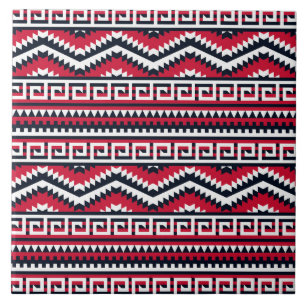 Azulejo De Cerâmica padrão vermelho preto aztec