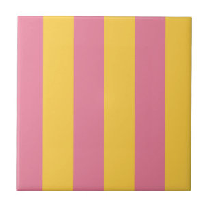 Azulejo De Cerâmica Padrão Vertical Vertical, Rosa Vibrante e Amarelo 