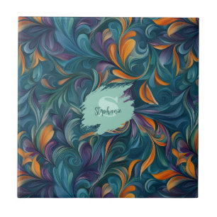 Azulejo De Cerâmica Padrão Vibrante de inspiração de Abstrato de Paisl