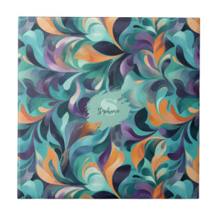 Azulejo De Cerâmica Padrão Vibrante de inspiração de Abstrato Paisley