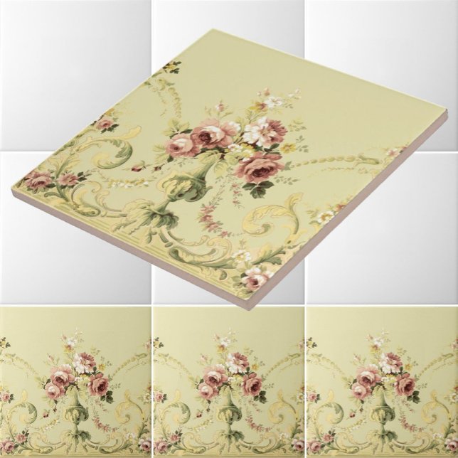 Azulejo De Cerâmica Padrão Victorian Era Rose Bouquet Frieze (Criador carregado)