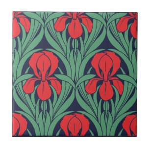 Azulejo De Cerâmica Padrão Vintage Art Nouveau Iris