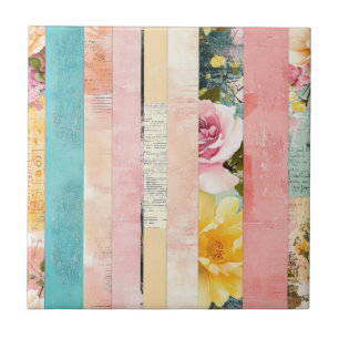 Azulejo De Cerâmica Padrão Vintage Watercolor Floral Abstrato (17)