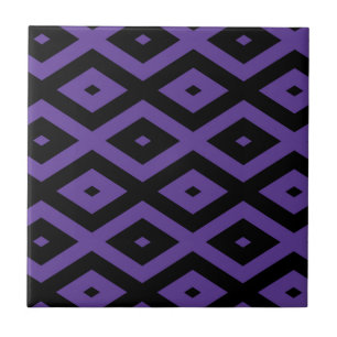 Azulejo De Cerâmica Padrão violeta e diamante preto